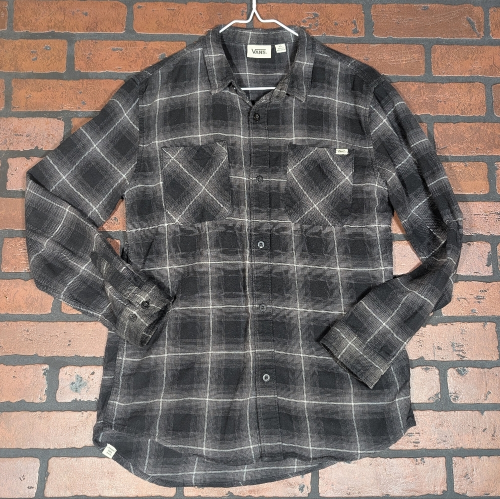 Vans Boy's Charcoal Plaid Button Down Skate‎ Shirt